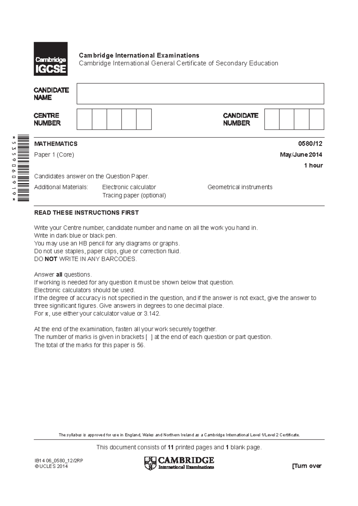 0580 s14 qp 12 - Siiuuu - READ THESE INSTRUCTIONS FIRST Write your ...