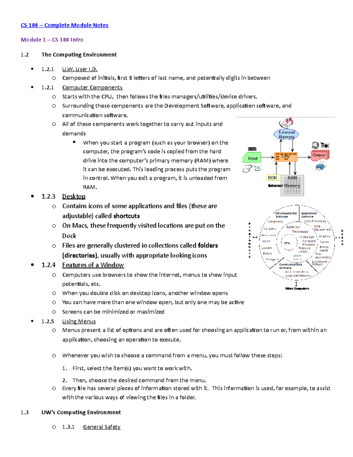 Summary Intro Computing through Appl - CS 100 Complete Module Notes ...