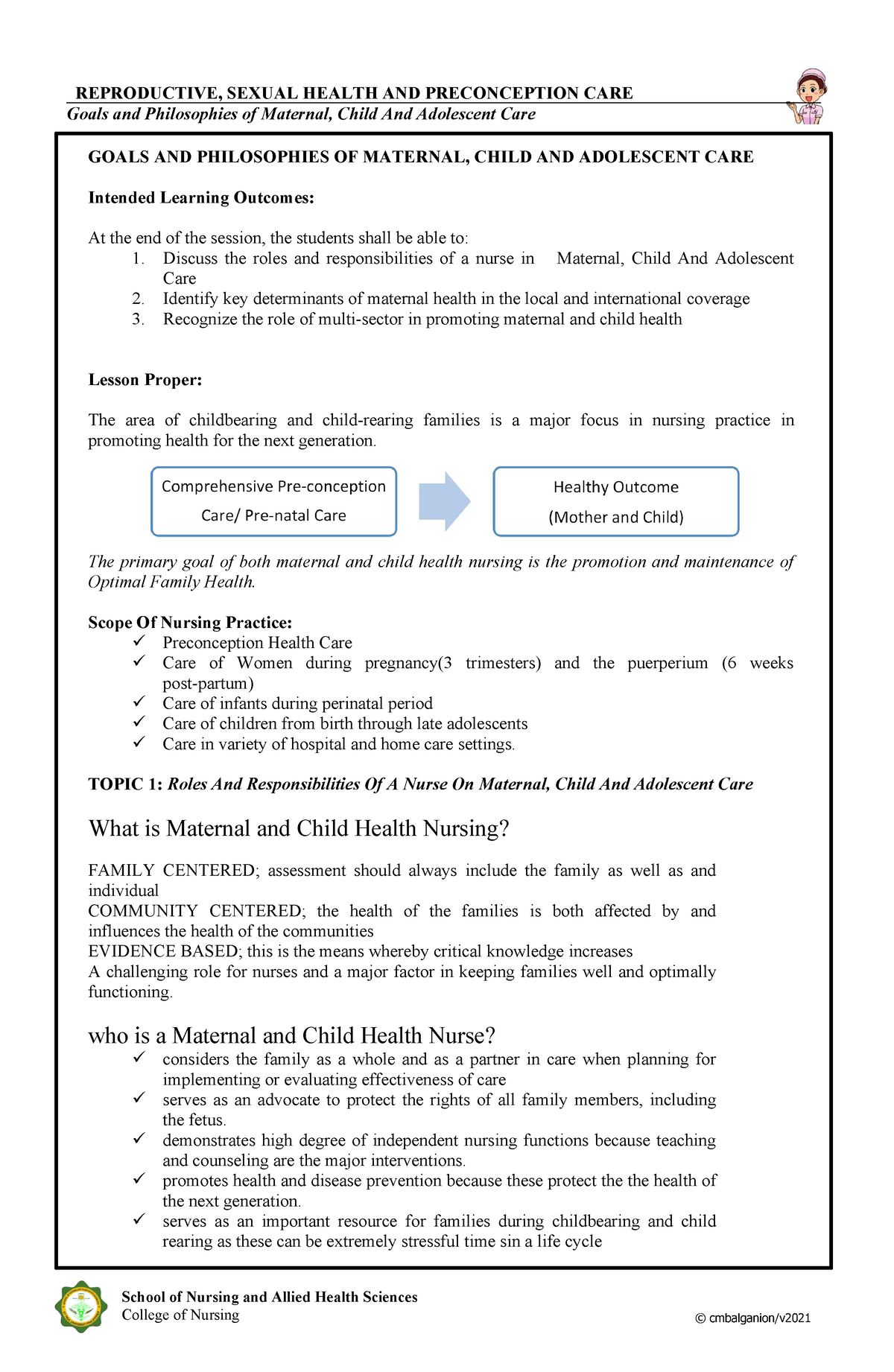 Roles And Responsibilities Of Nurse In Reproductive Health