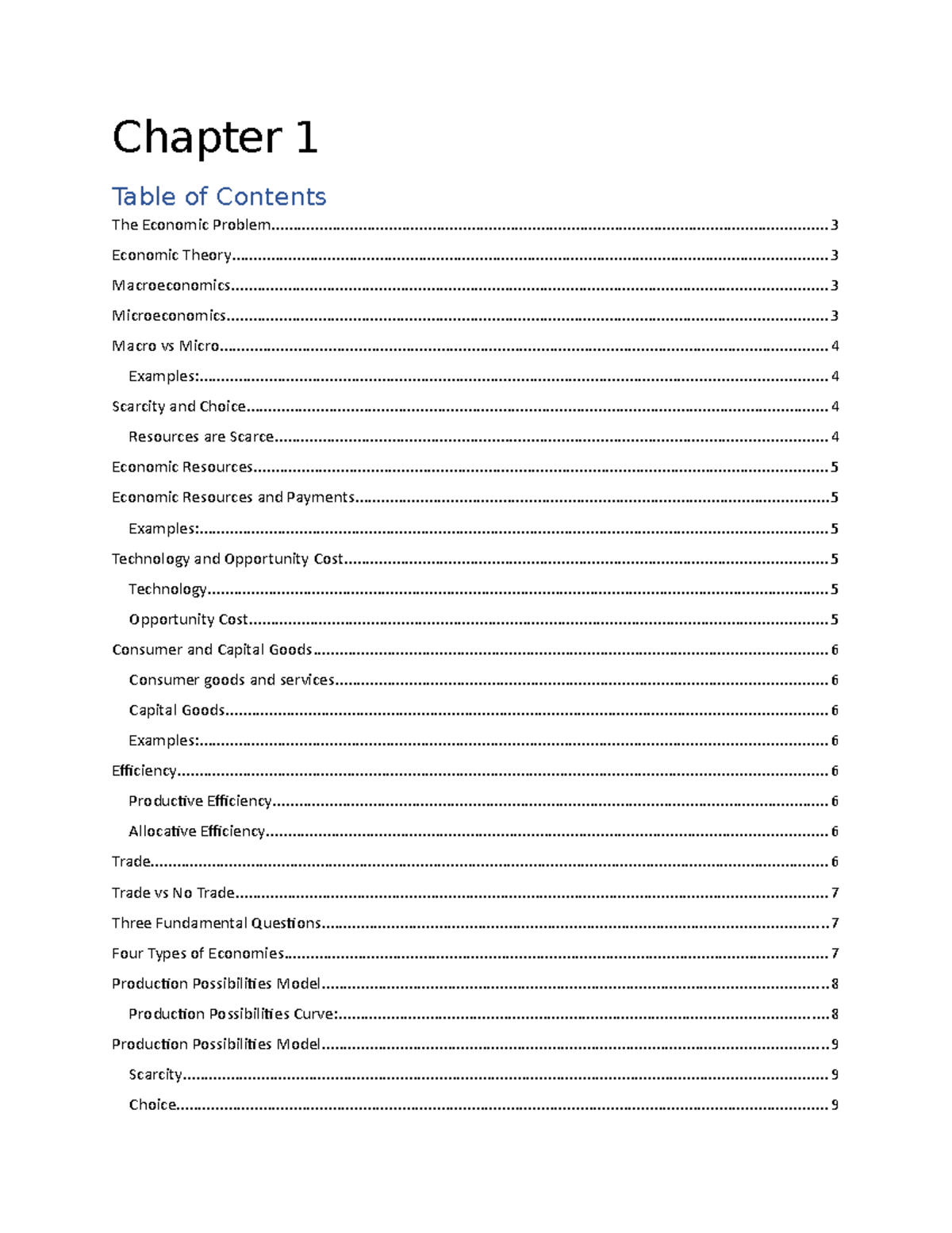 Chapter 1 - Table of Contents Chapter The Economic - Studocu
