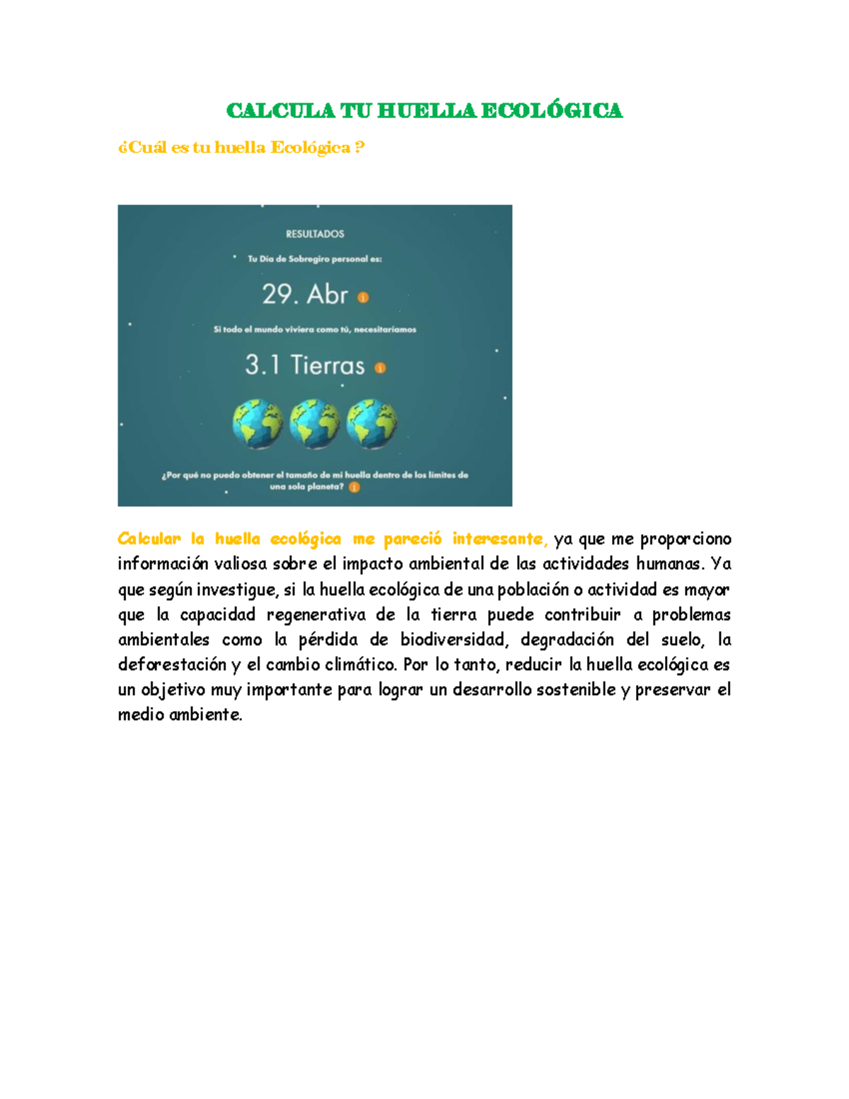 Huella Ecológica Gcpzyu - CALCULA TU HUELLA ECOLÓGICA ¿Cuál es tu ...