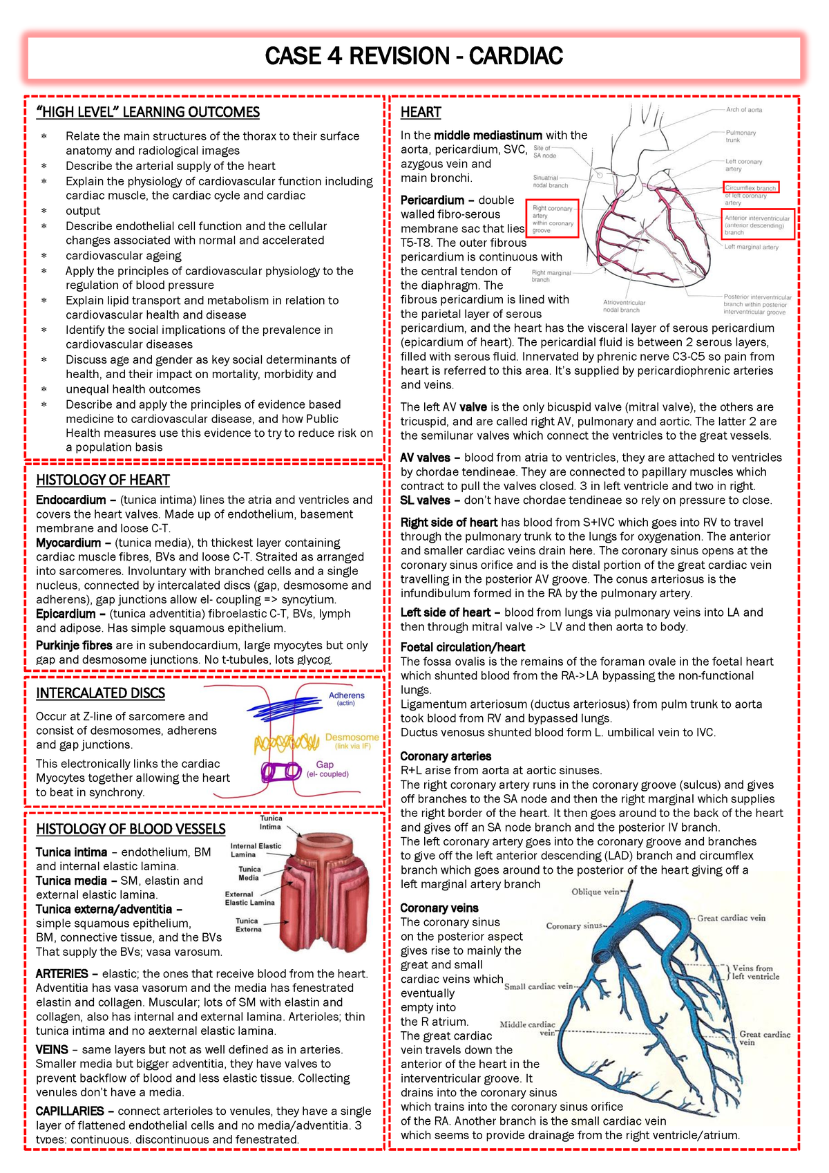 Cardiology notes - case revision - “HIGH LEVEL” LEARNING OUTCOMES ...