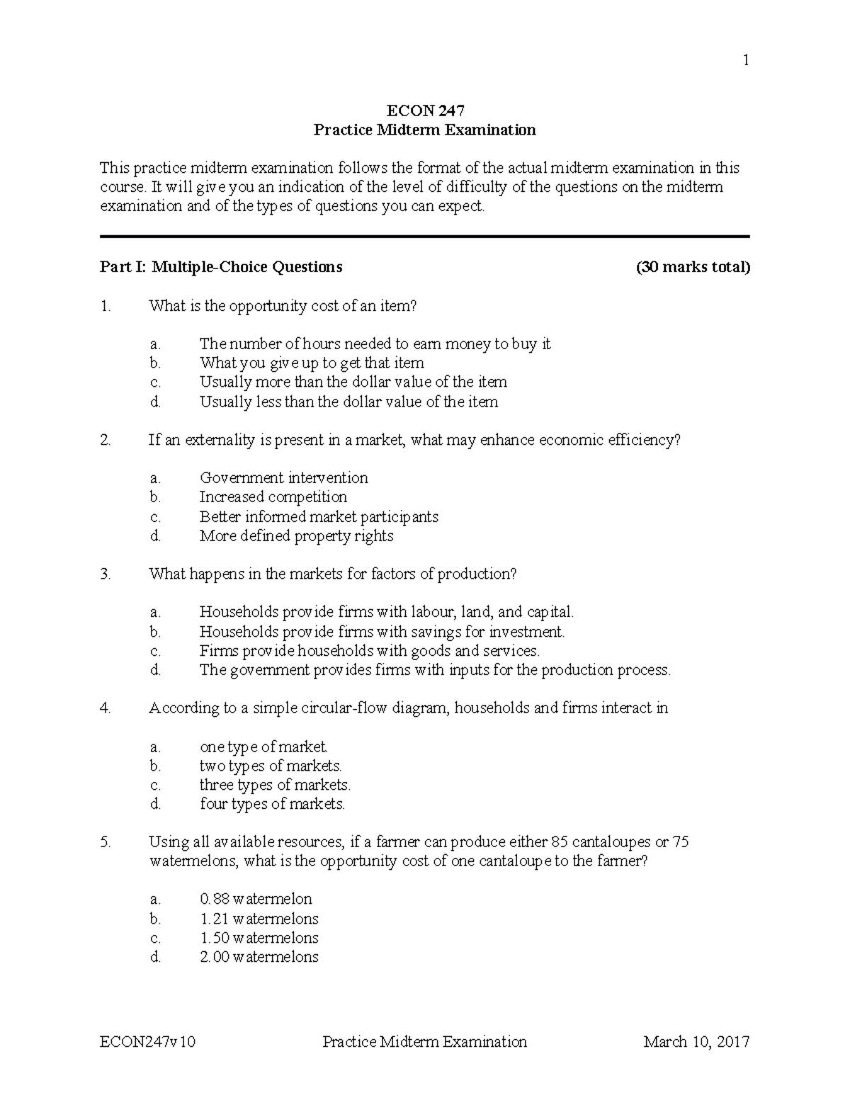ECON 247 v10 Practice Midterm Exam - ECON 247 Practice Midterm ...