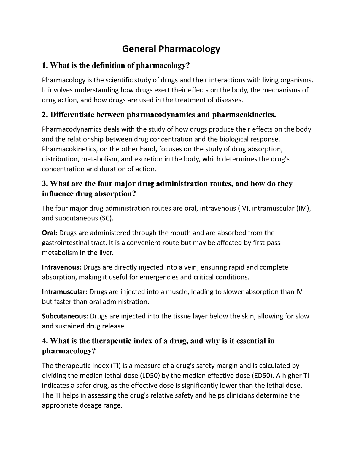 Pharmacology Most Important Questions - Mphil In Pharmacy Practice ...