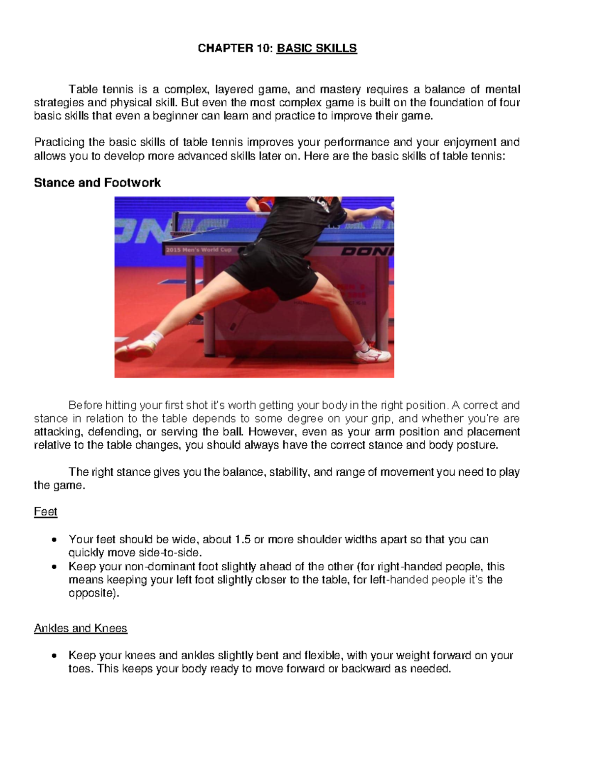 Chapter 10 - Basic Skills IN Table Tennis - CHAPTER 10: BASIC SKILLS ...