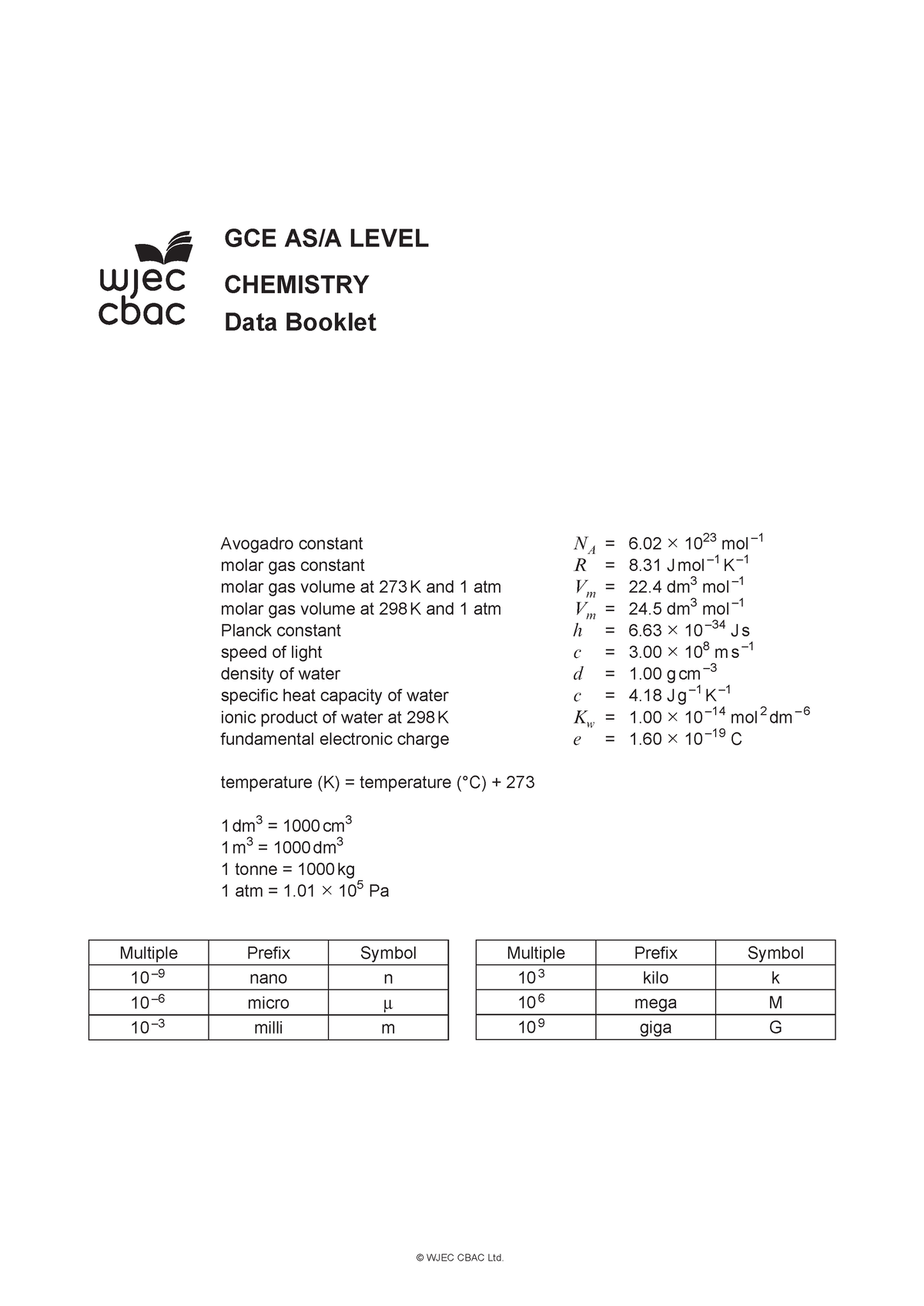 a level chemistry data booklet        <h3 class=