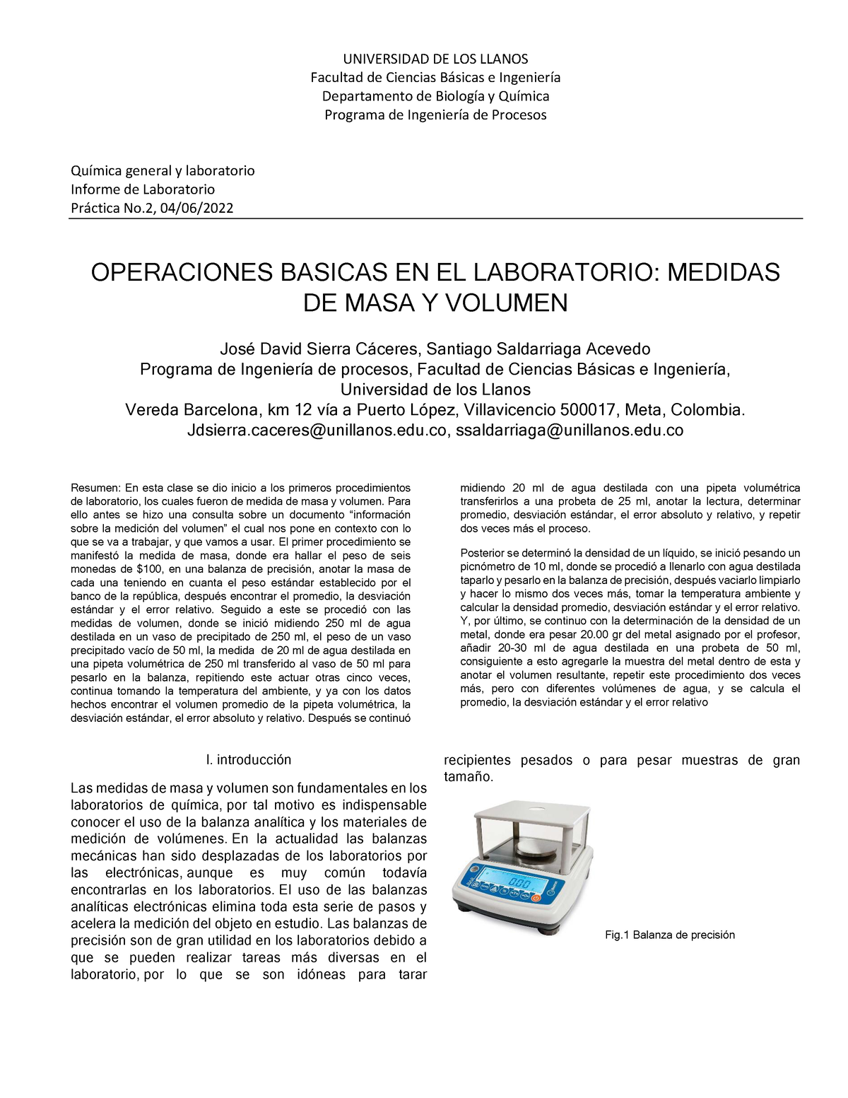 Operaciones Basicas EN EL Laboratorio - Facultad De Ciencias B·sicas E ...