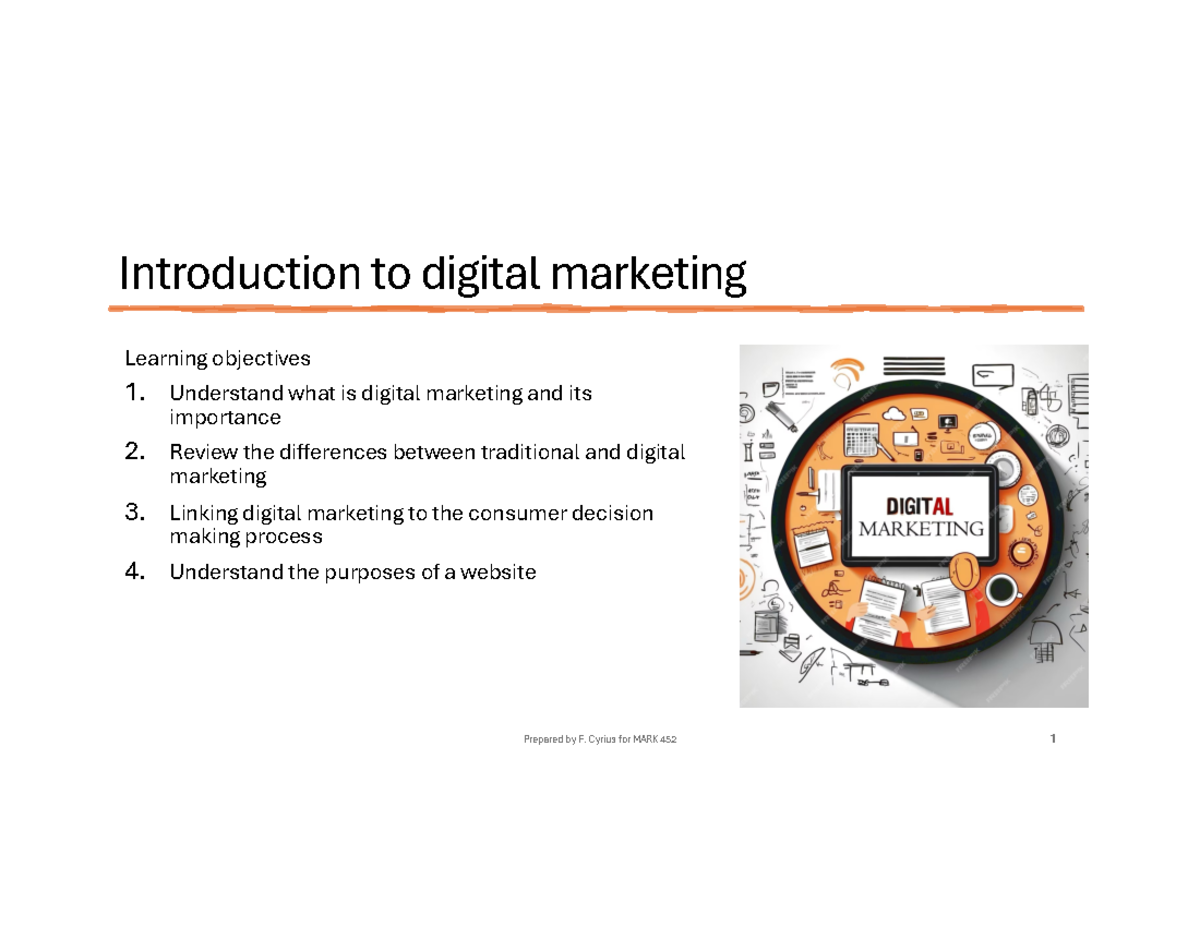 1-e M-handout-Introduction to digital marketing - Introduction to ...