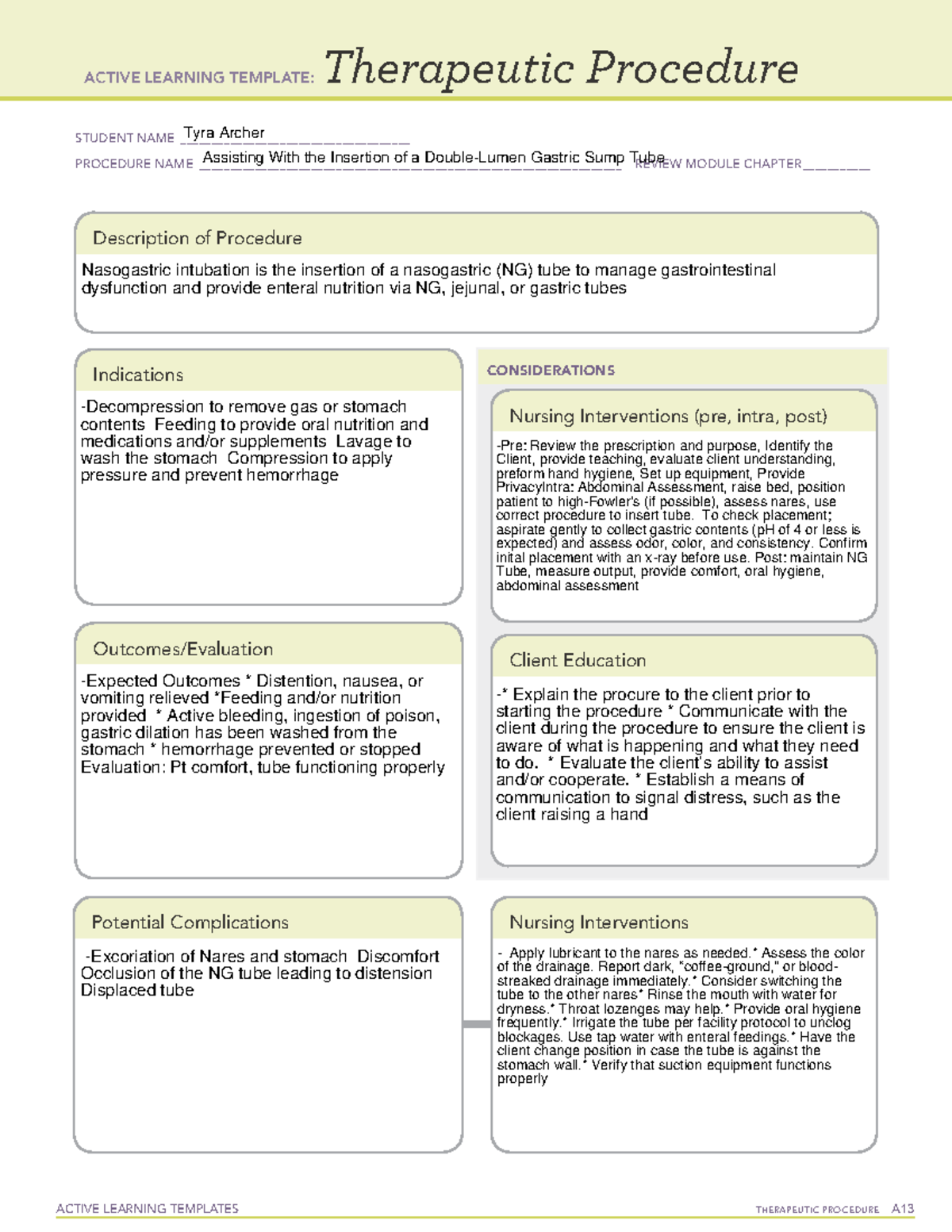 FR TA MS 33 - ATI - ACTIVE LEARNING TEMPLATES TherapeuTic procedure A ...