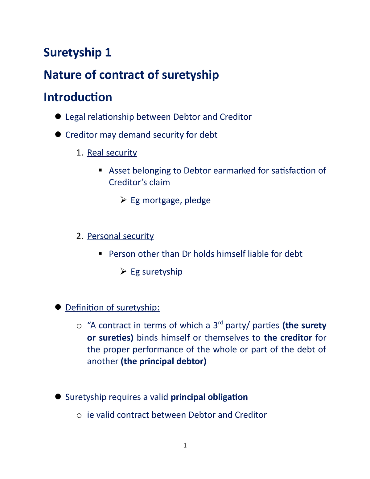 Definition Suretyship Agreement