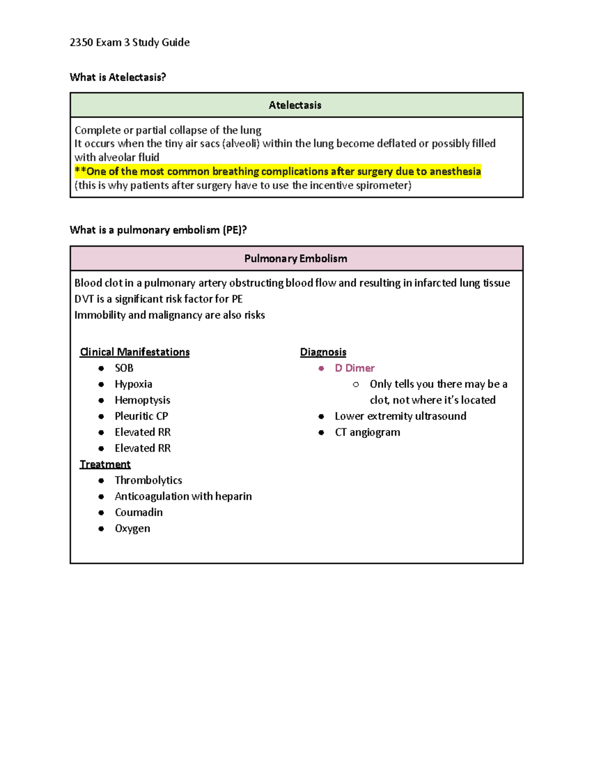 Patho Exam 3 Study Guide - What is Atelectasis? Atelectasis Complete or ...