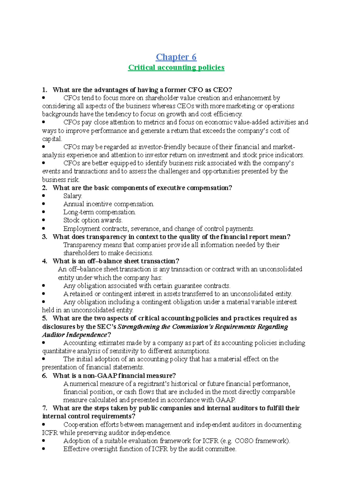 Ch06 Critical Accounting Policies - Chapter 6 Critical accounting ...