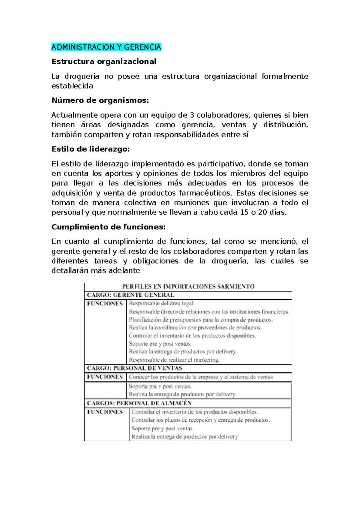 Analisis Amofhit Nuevo - ADMINISTRACION Y GERENCIA Estructura ...