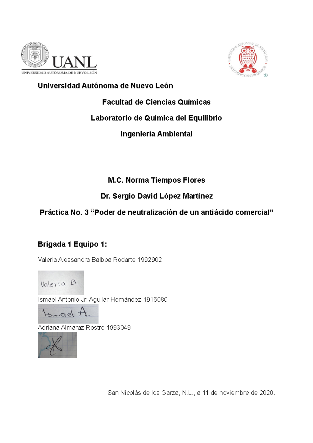 Reporte De Laboratorio De Practica 3 Quimica General - Universidad ...