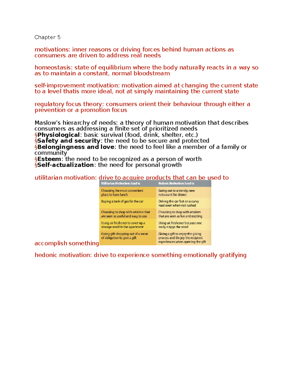 Chap 5 - Notes - Chapter 5 motivations: inner reasons or driving forces ...