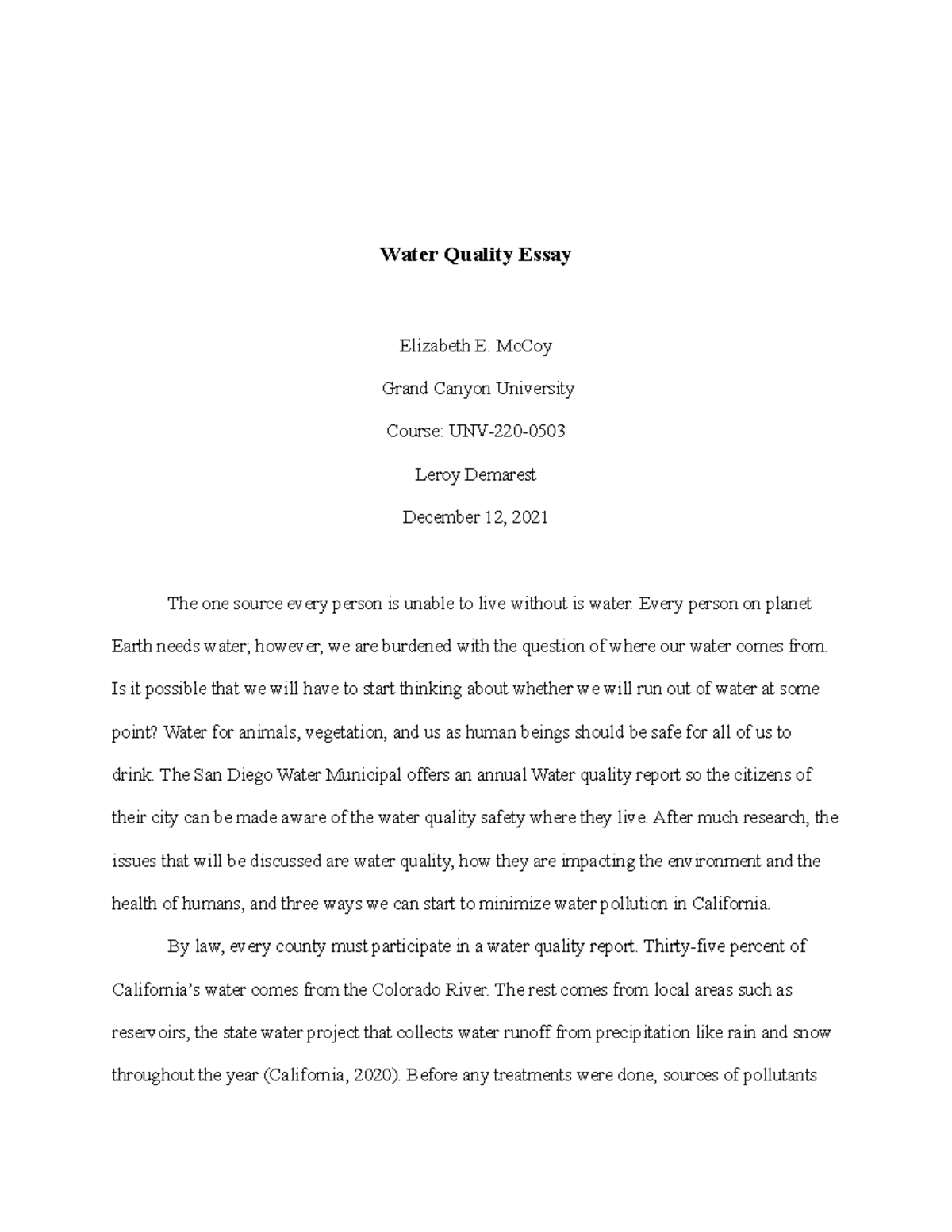 environmental quality essay