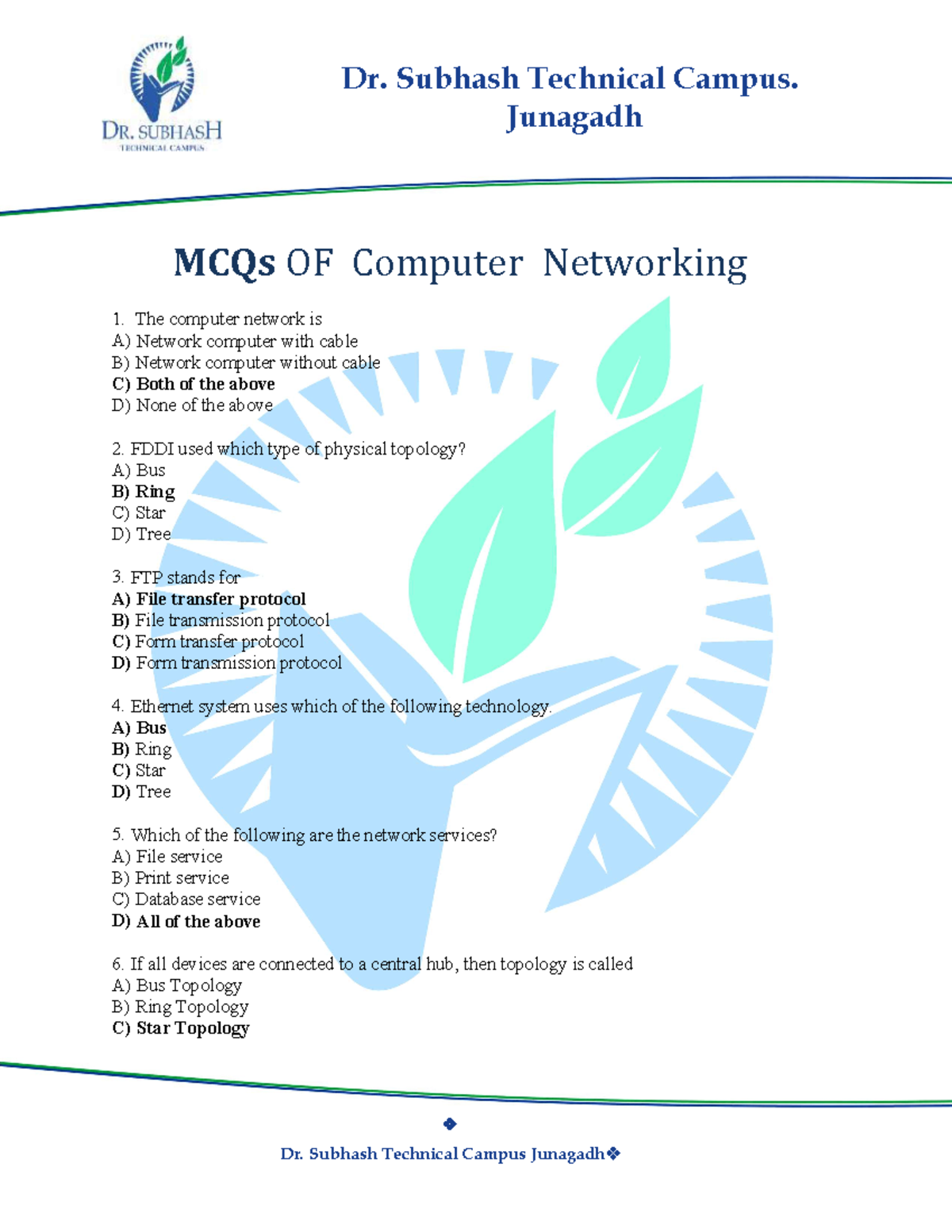 DSTC1587735262 If fild Junagadh MCQs OF Computer Networking 1. The