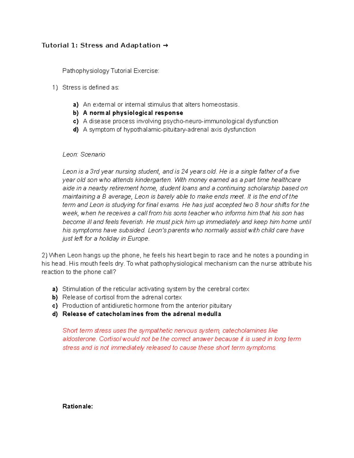 Tutorial 1 Stress and Adaptation Notes→ - Tutorial 1 : Stress and ...
