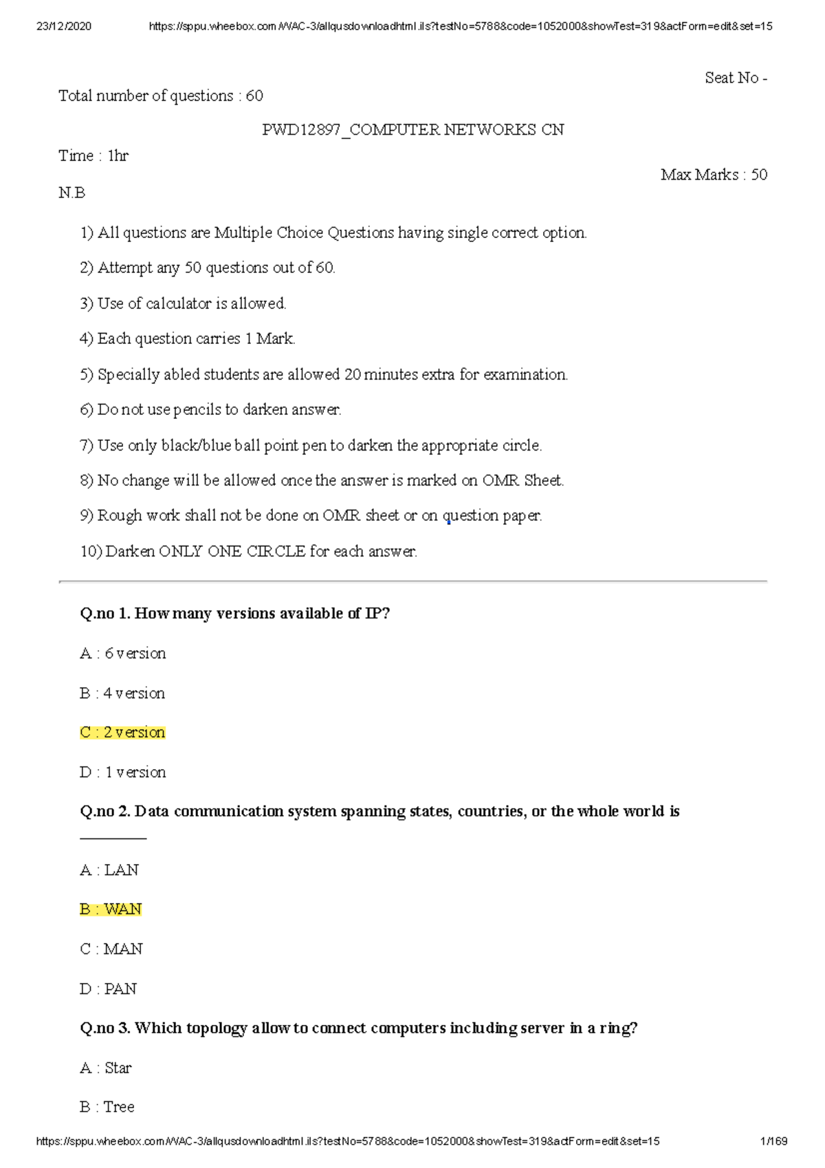 html subject multiple choice question for online exam - Total number of ...