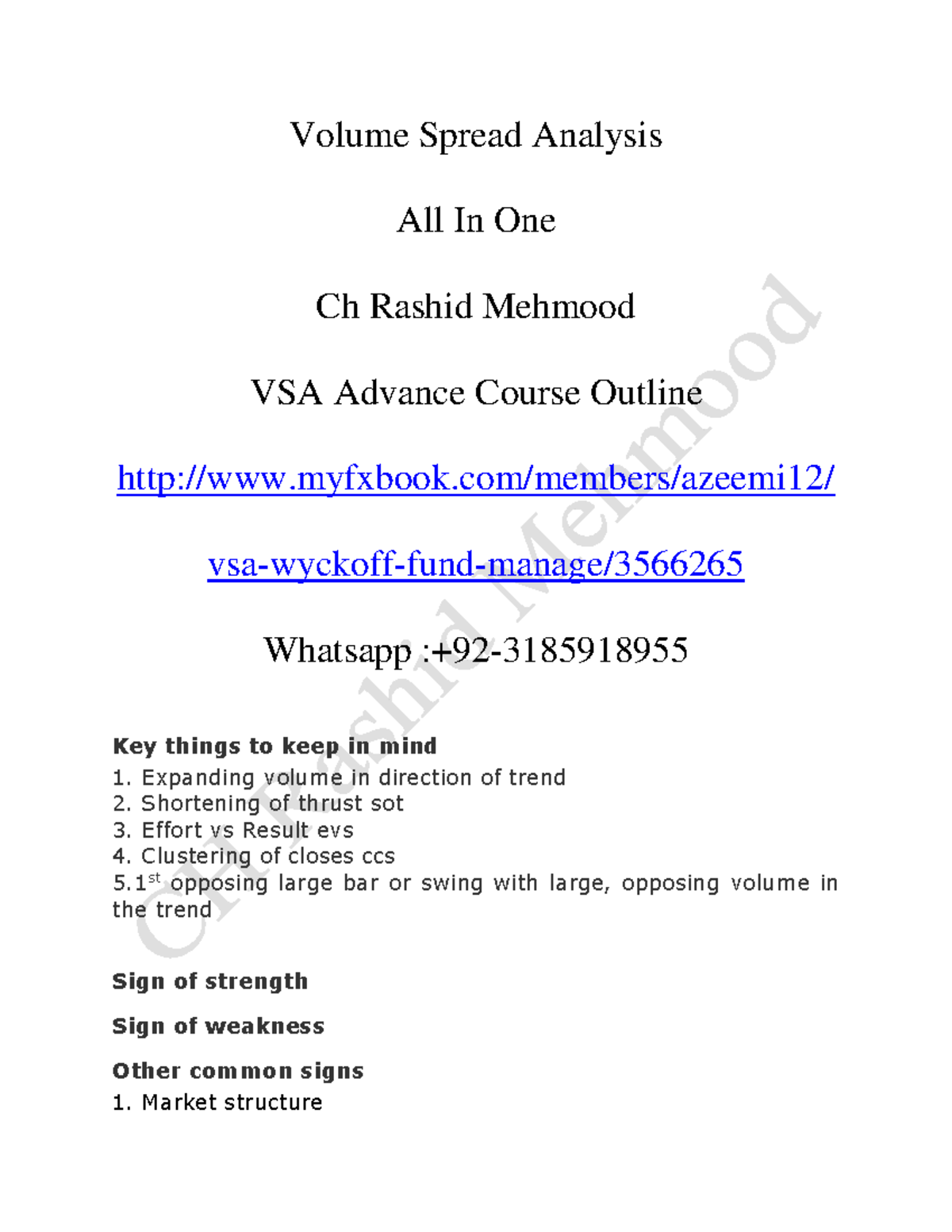 Money Management - Volume Spread Analysis All In One Ch Rashid Mehmood ...