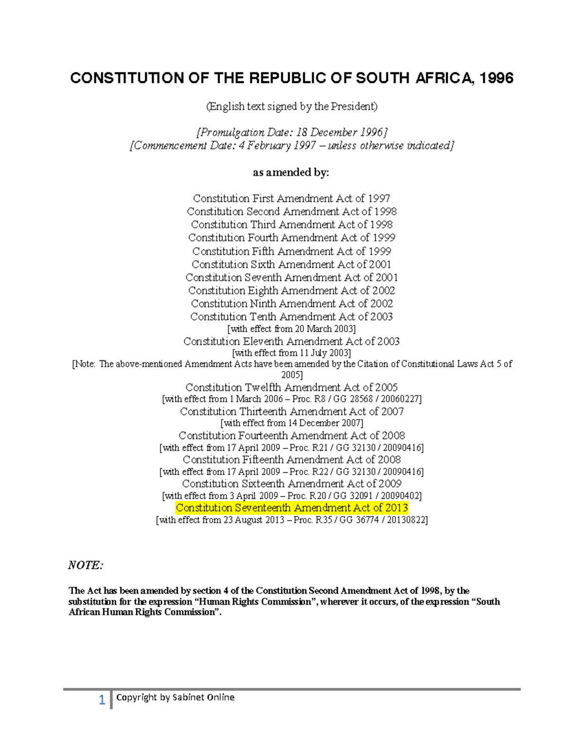 Constitution of the republic of South Africa - CONSTITUTION OF THE ...