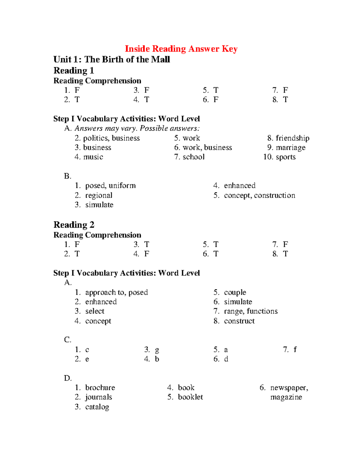 Reading unit. Inside reading answer Key. Inside reading 1 answers. Инсайд Ридинг 1. Inside reading 1 answer Keys.