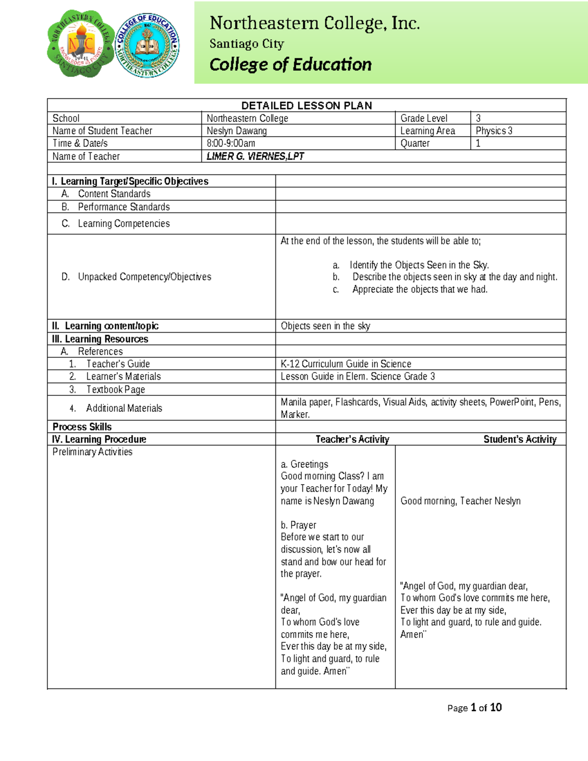 DLP IN Science Grade 3 - Dlp - Santiago City College of Education DETAILED LESSON PLAN School ...