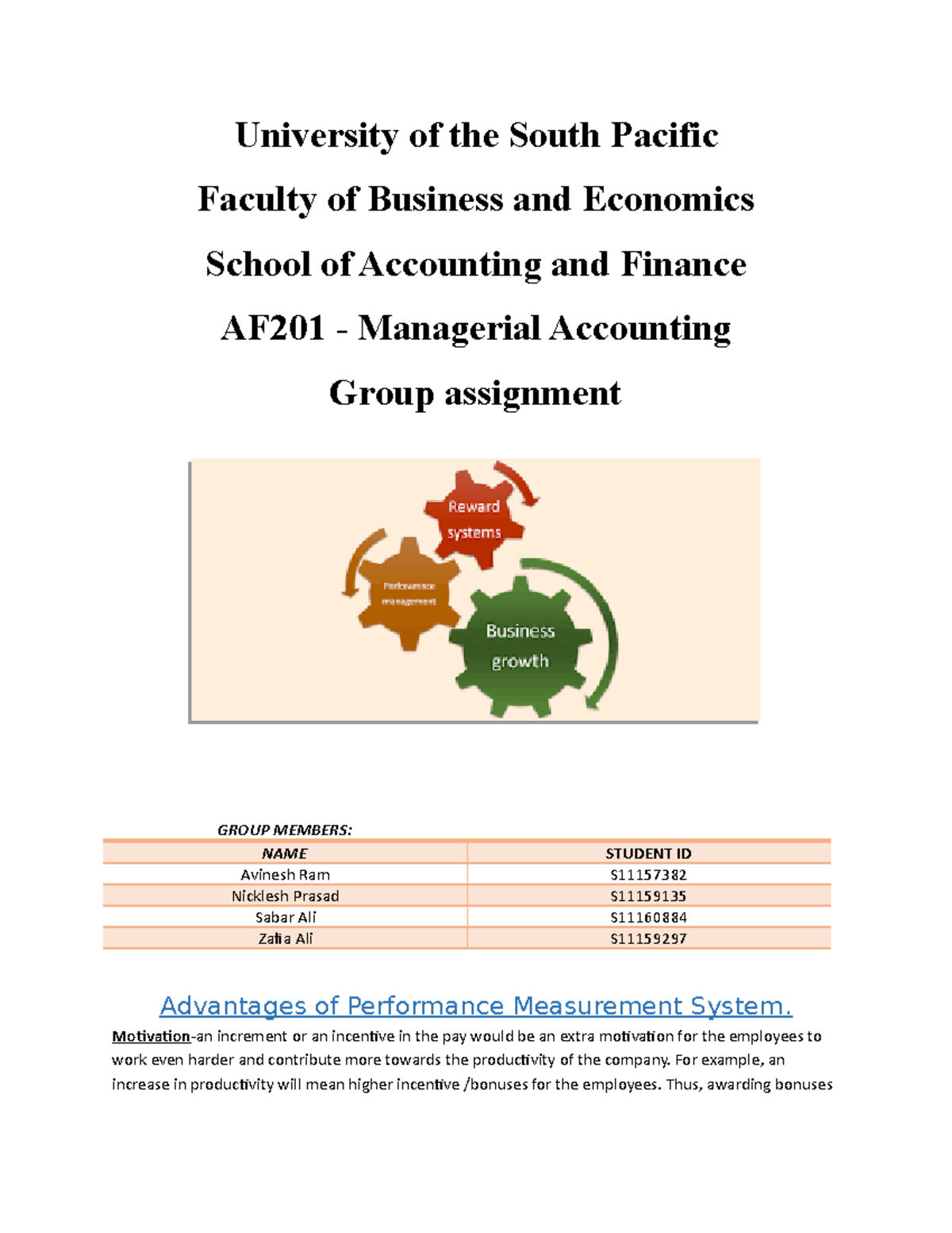 AF201 Assignment S2 2019 Management Accounting USP Studocu