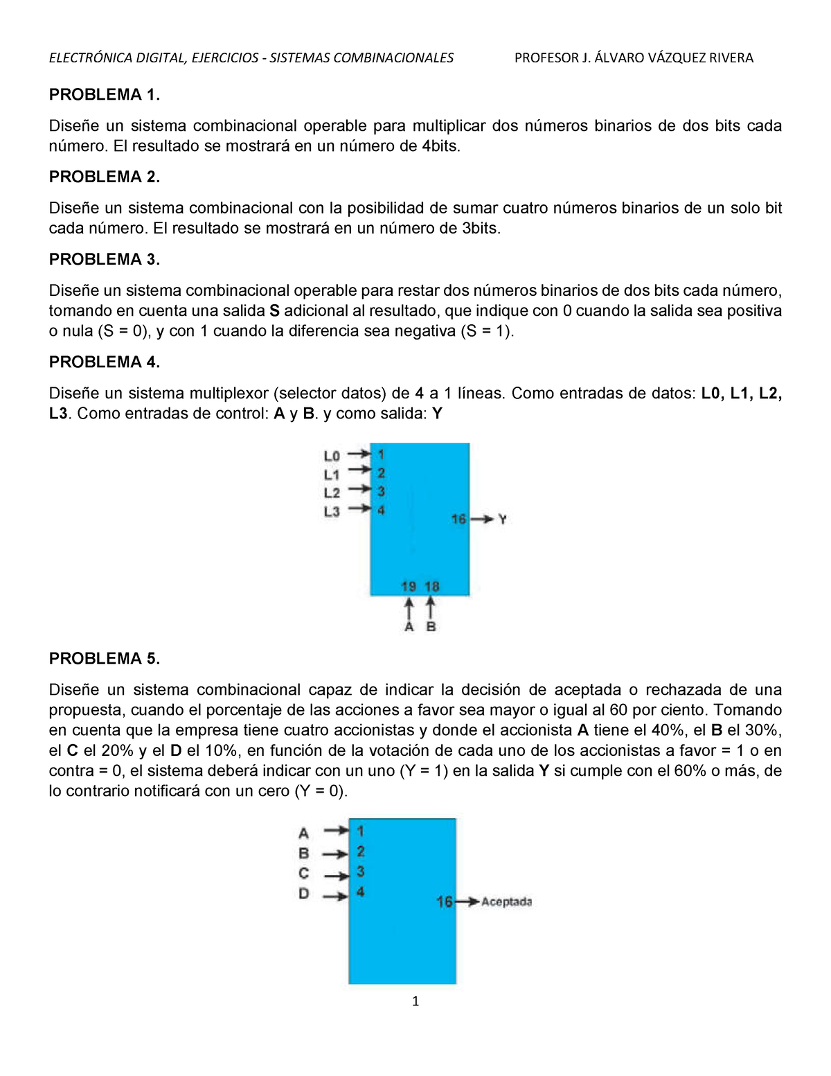 Problemas Electrónica Combinacional ElectrÓnica Digital Ejercicios Sistemas Combinacionales 1465