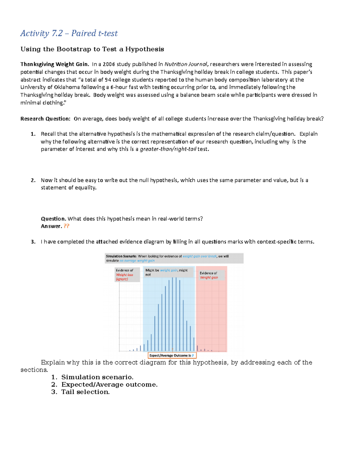 Act7 2 paired test V2 - notes - Activity 7 – Paired t-test Using the ...