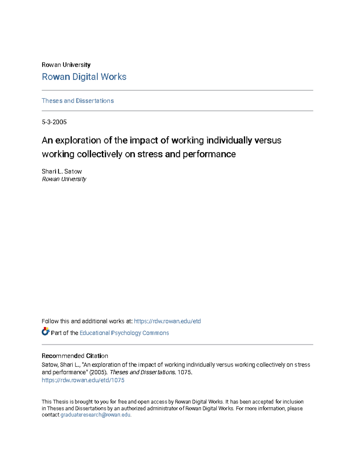 An exploration of the impact of working individually versus worki ...