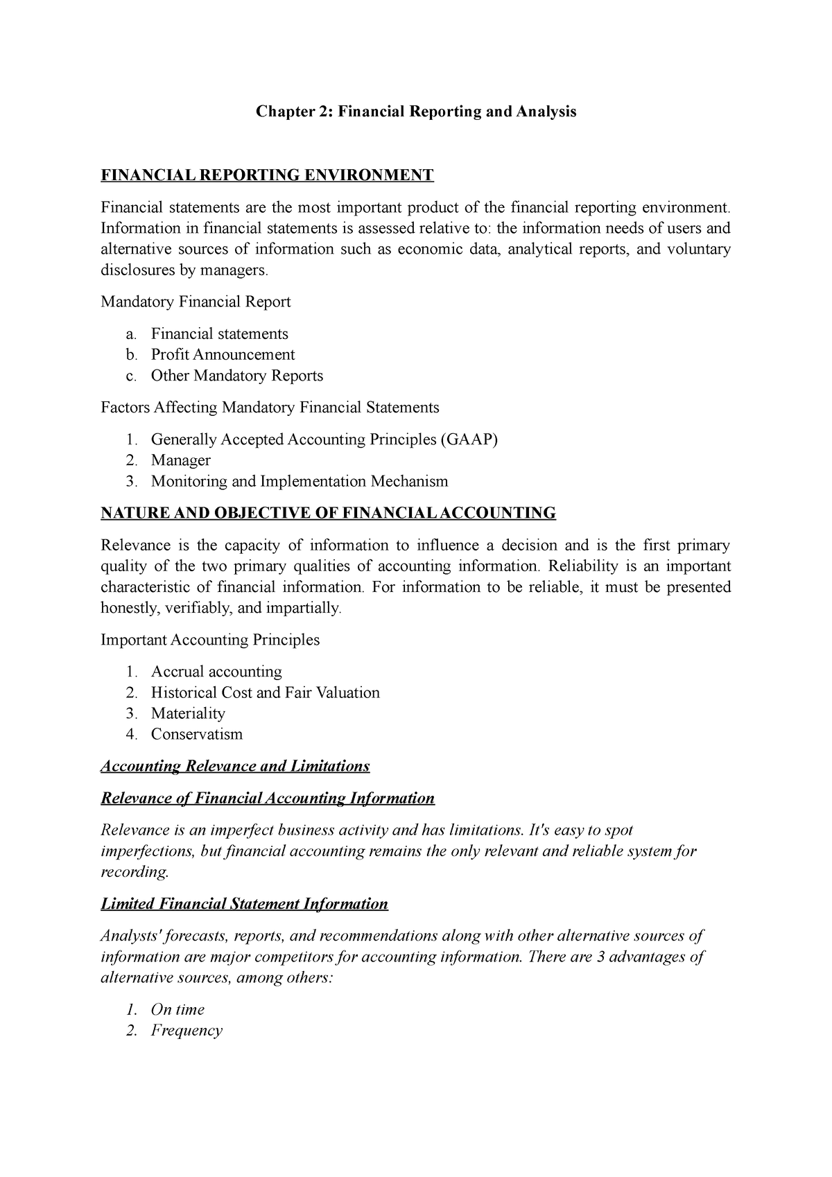 Chapter 2 Financial Reporting And Analysis - Chapter 2: Financial ...