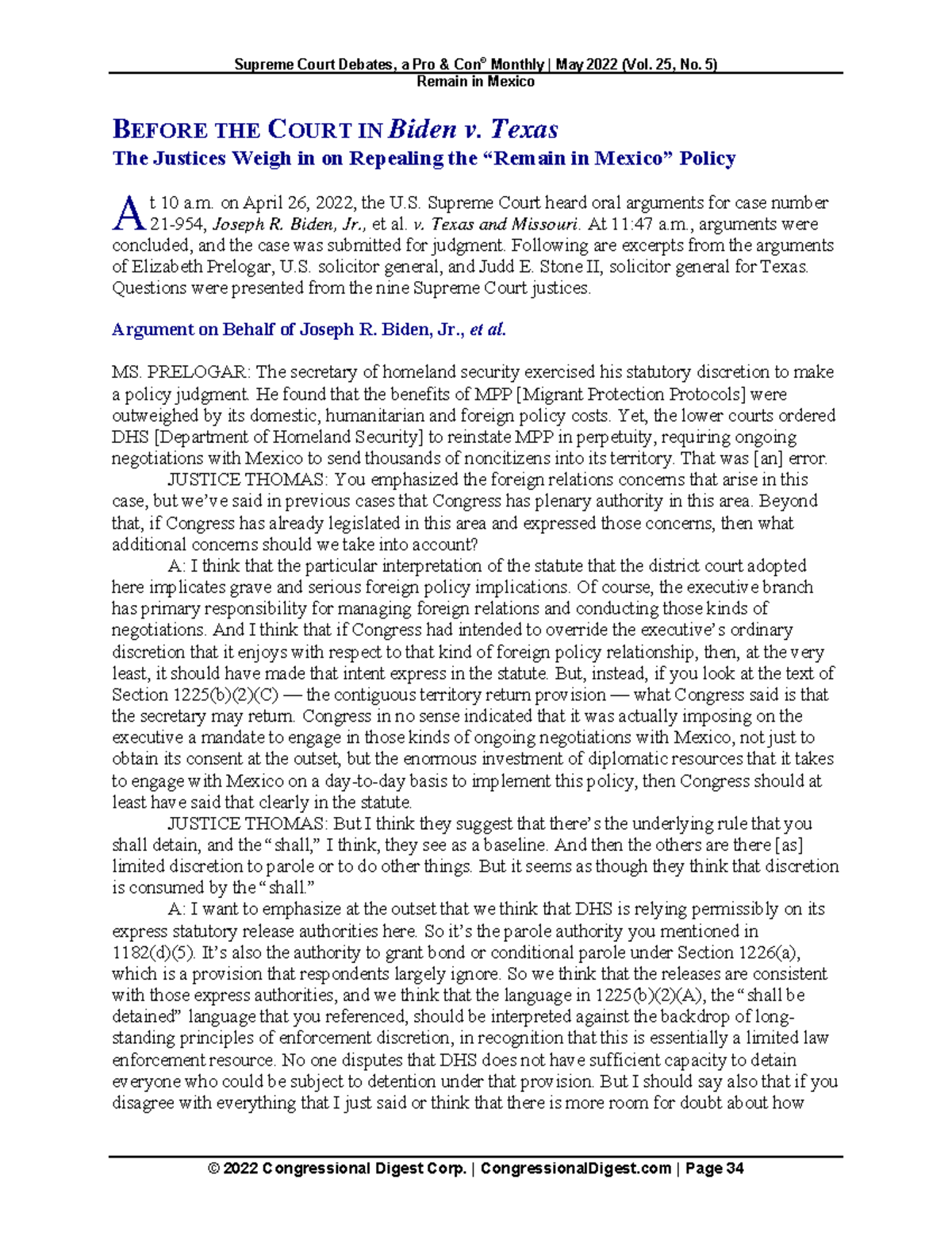 Biden v texas fdfs Supreme Court Debates, a Pro & Con® Monthly