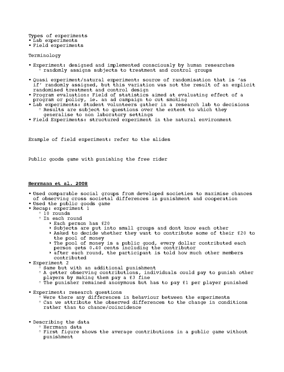 Collecting and Analysing Data from experiments Types of experiments