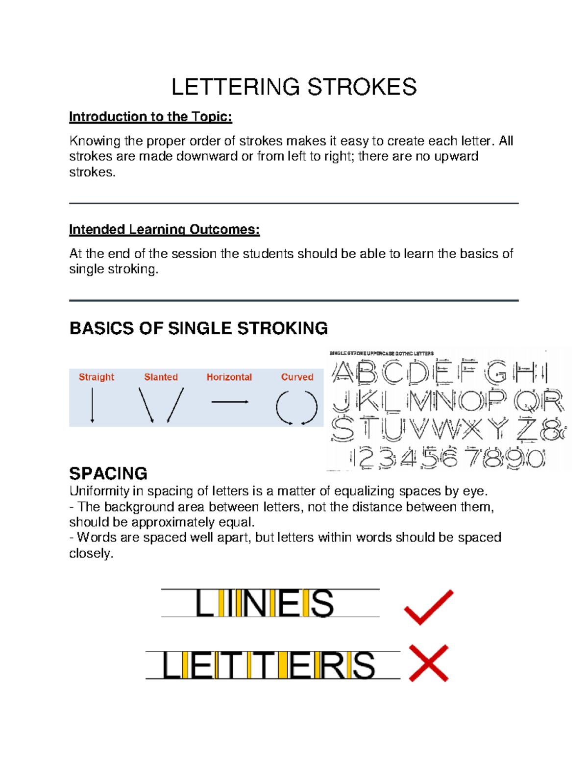 Lettering Strokes notes LETTERING STROKES Introduction to the Topic