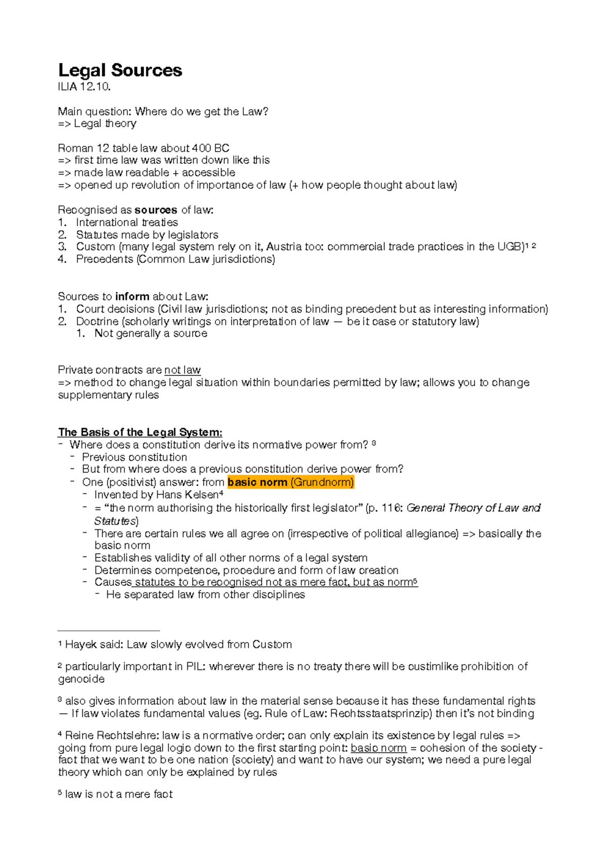 Legal sources - Introduction to Law and its international Aspects ...