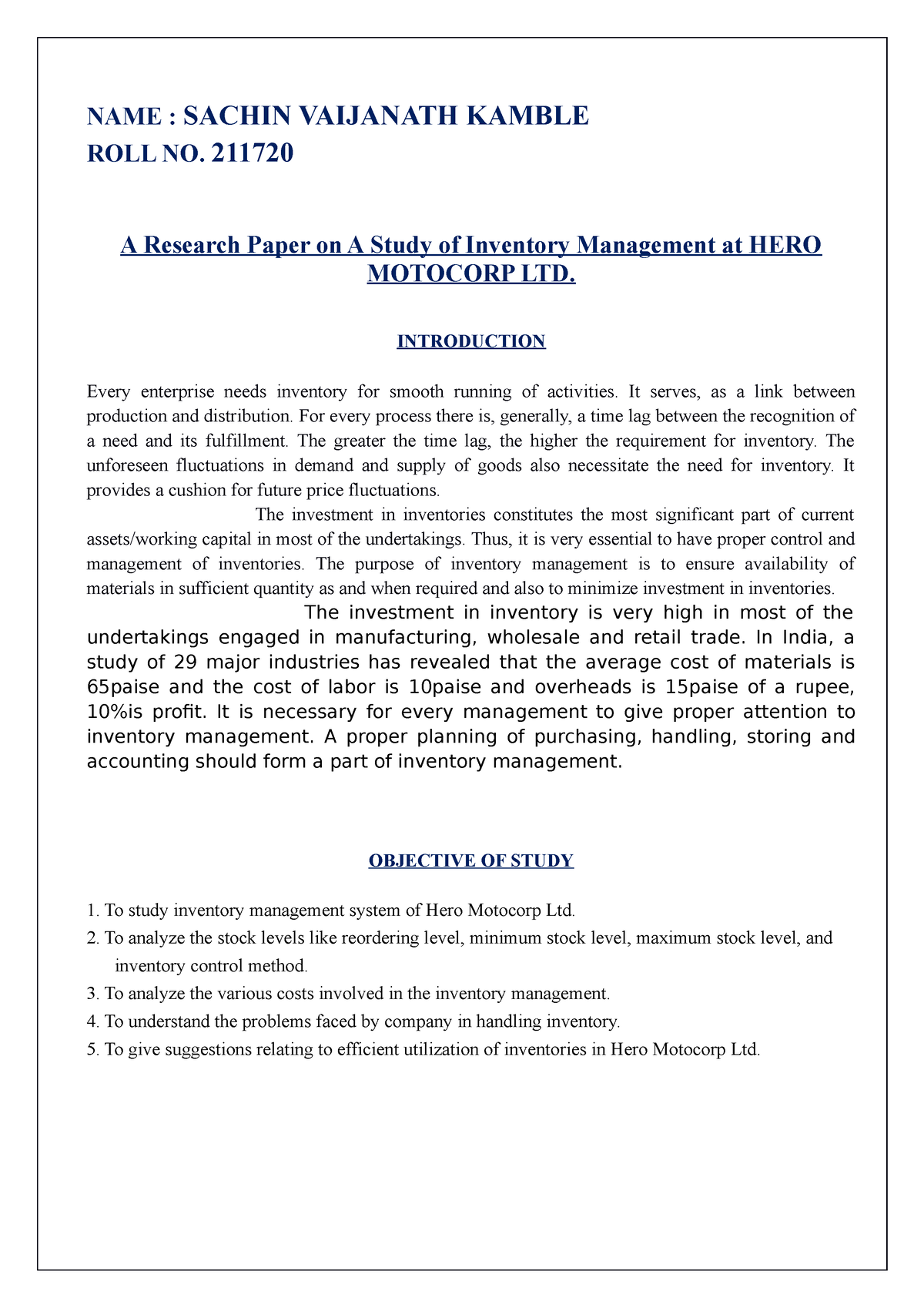 thesis in inventory management