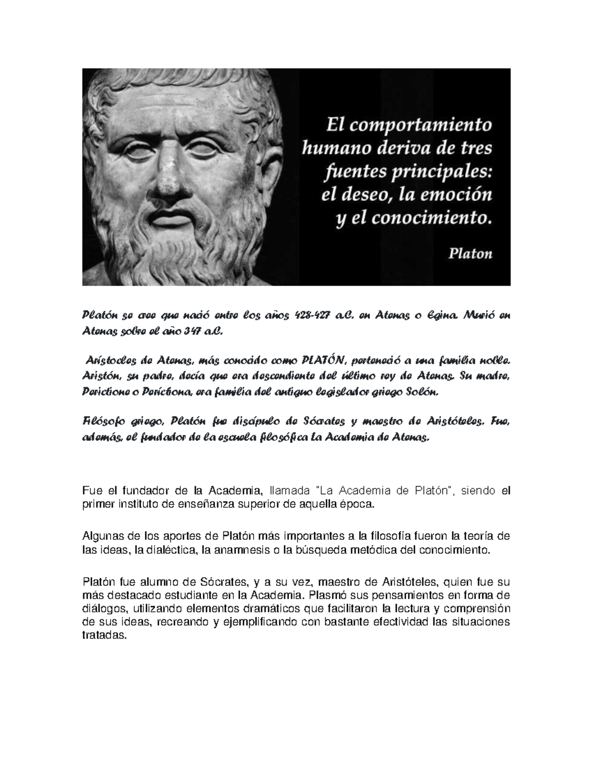 Aporte Filosófico de Platón Filosofía del