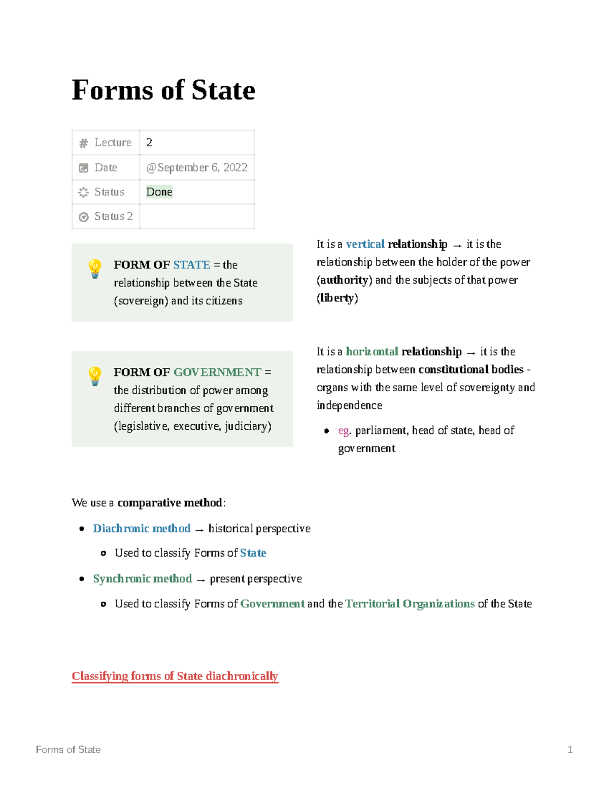 Forms of State - Forms of State Lecture 2 Date Status Done Status 2 ...