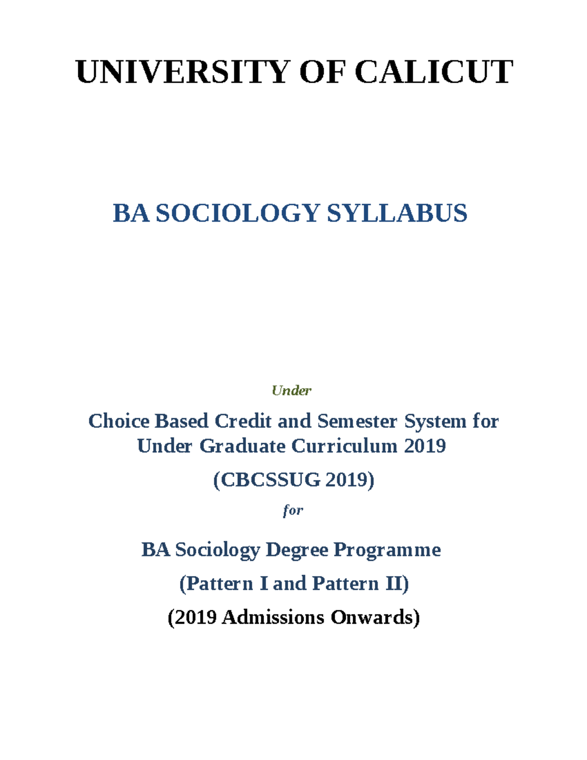 Calicut university ba sociology study material malayalam pdf