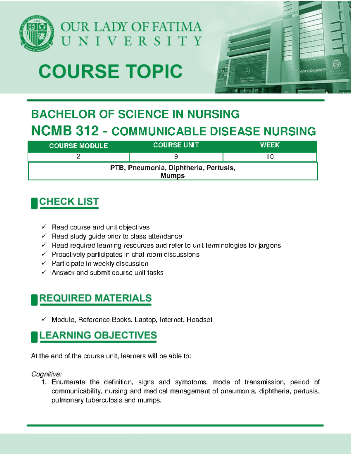 NCMB 312. CDN. WEEK 11 - N/a - BACHELOR OF SCIENCE IN NURSING NCMB 312 ...