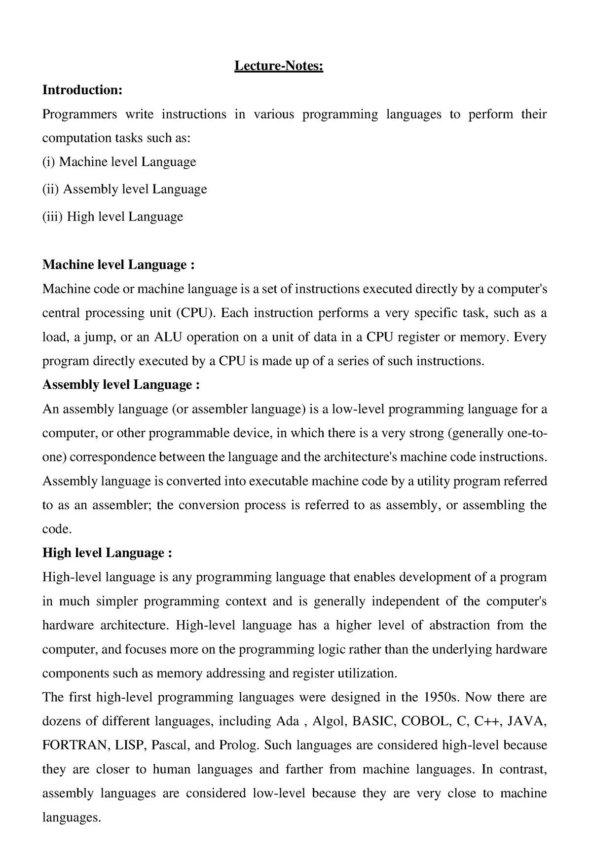 OOPS UNIT-1 Notes-1 merged - Lecture-Notes: Introduction: Programmers ...