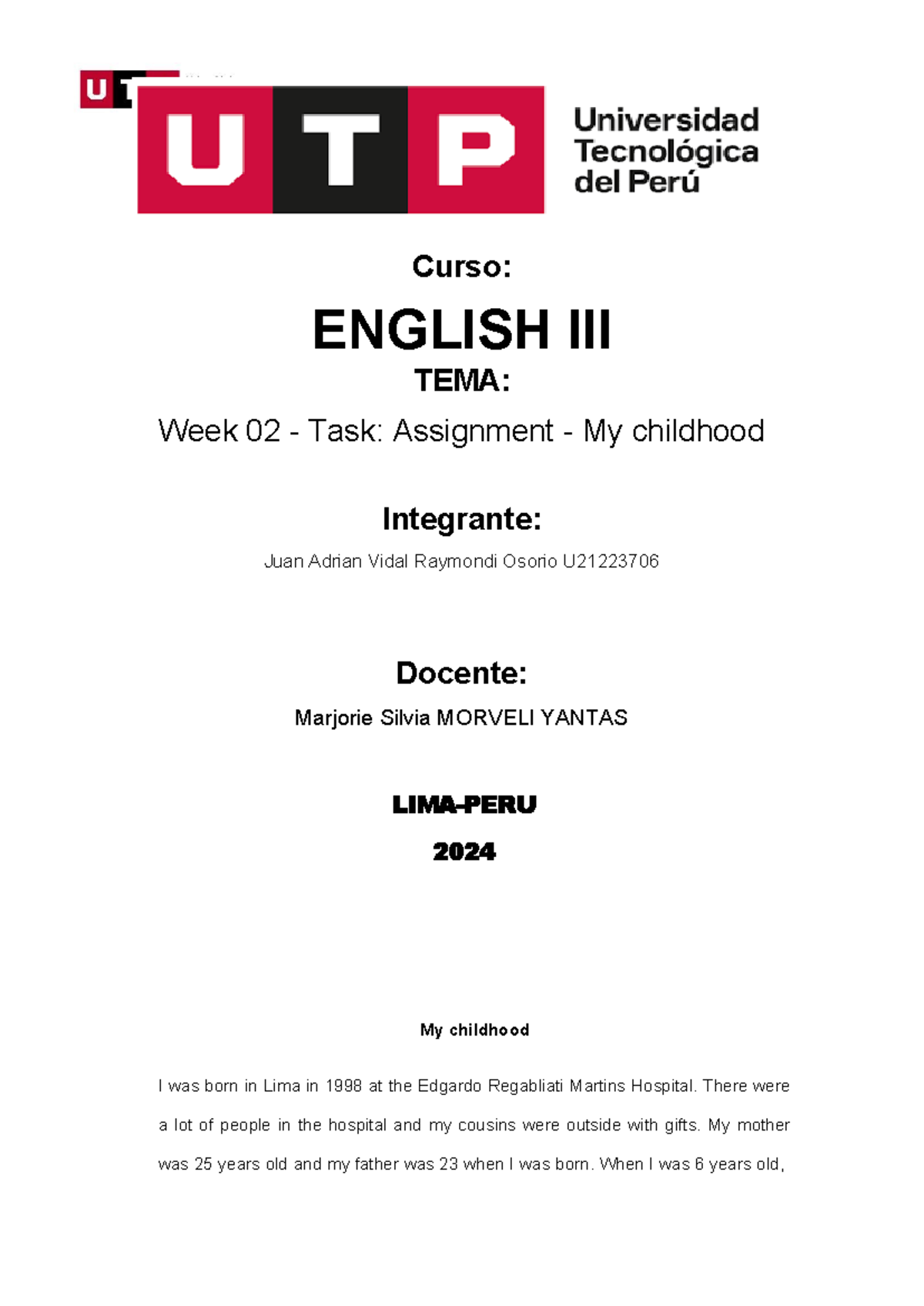 Week 2 - Task Assignment - My Daily Routine - Ingles III - Curso ...