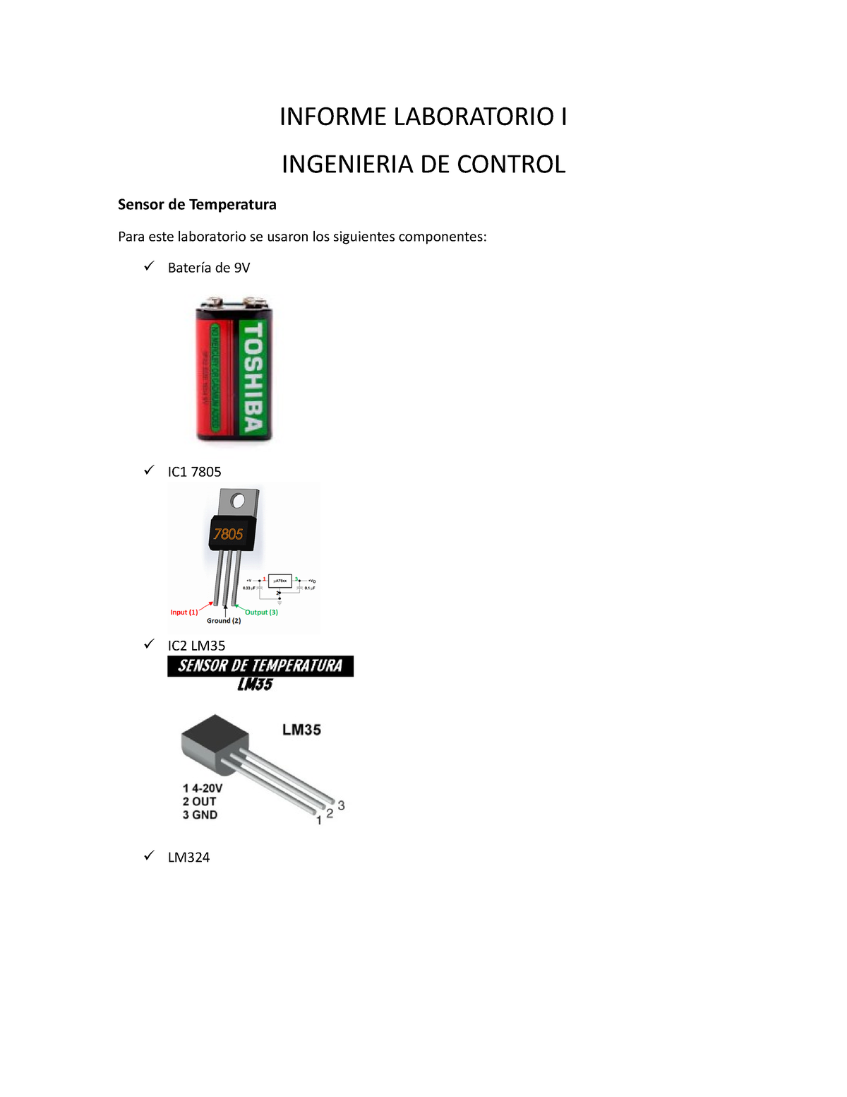 Sensor DE Temperatura - Basico - INFORME LABORATORIO I INGENIERIA DE ...