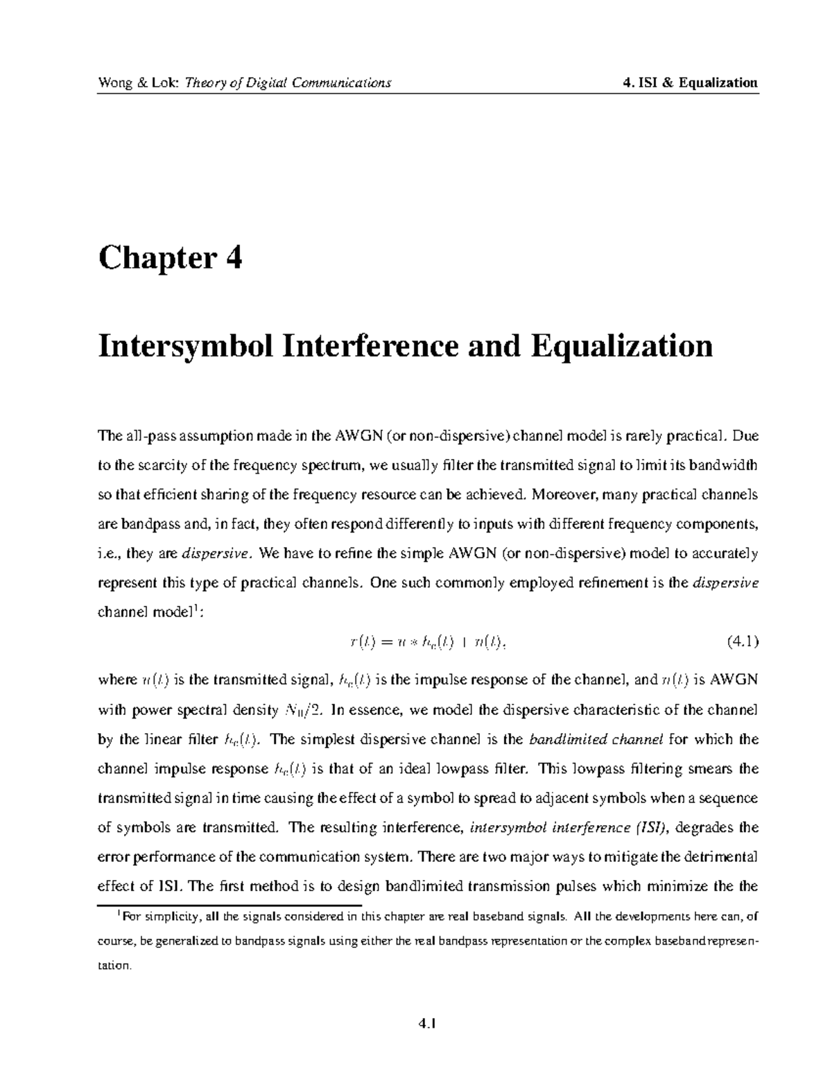 Inter symbol and Equelizers - Chapter 4 Intersymbol Interference and ...
