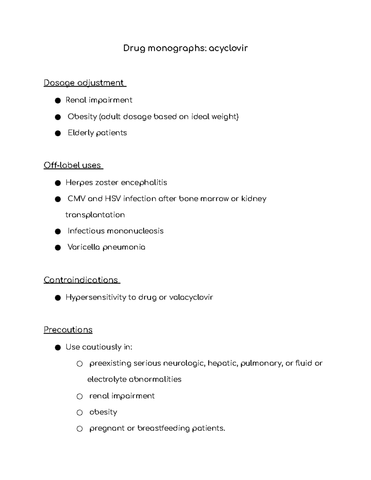 Drug Monographs Acyclovir - Drug Monographs: Acyclovir Dosage ...