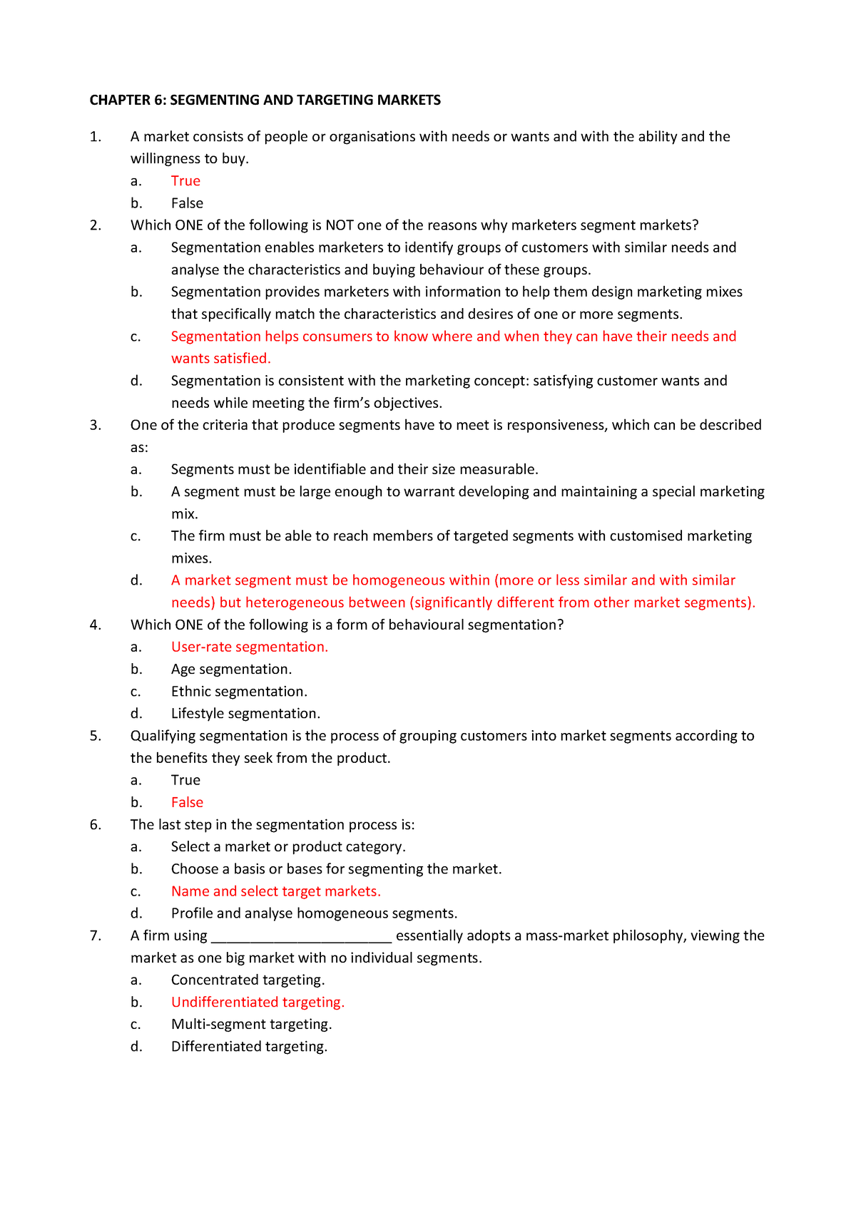 Chapter 6 Quiz With Answers - CHAPTER 6: SEGMENTING AND TARGETING ...