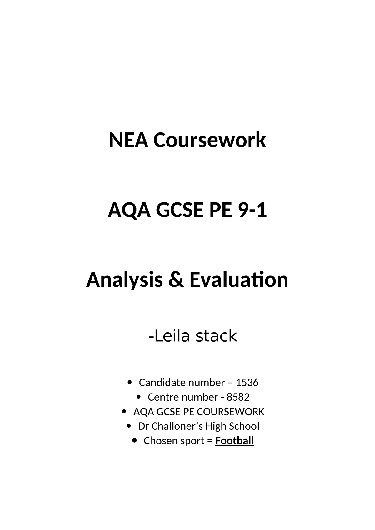 ocr gcse pe nea coursework