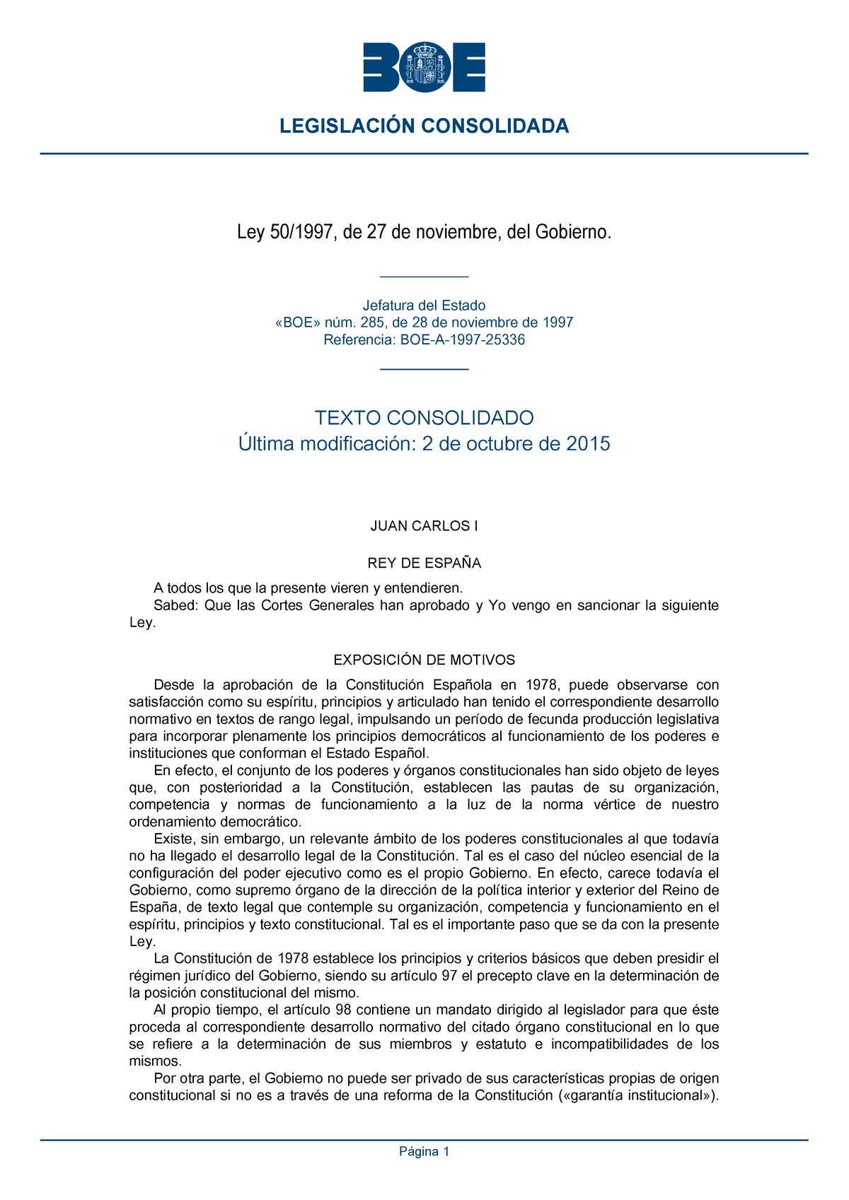 2 Ley 50 1997 Del Gobierno - Ley 50/1997, De 27 De Noviembre, Del ...