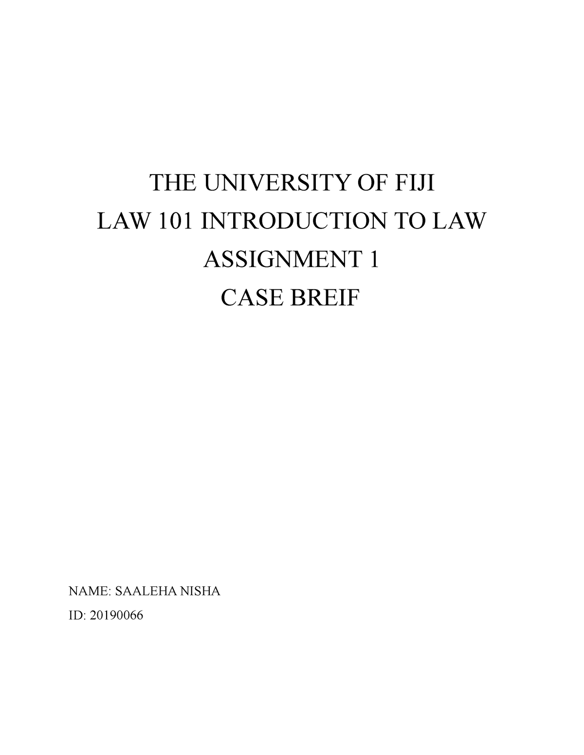 first week assignments fiu law